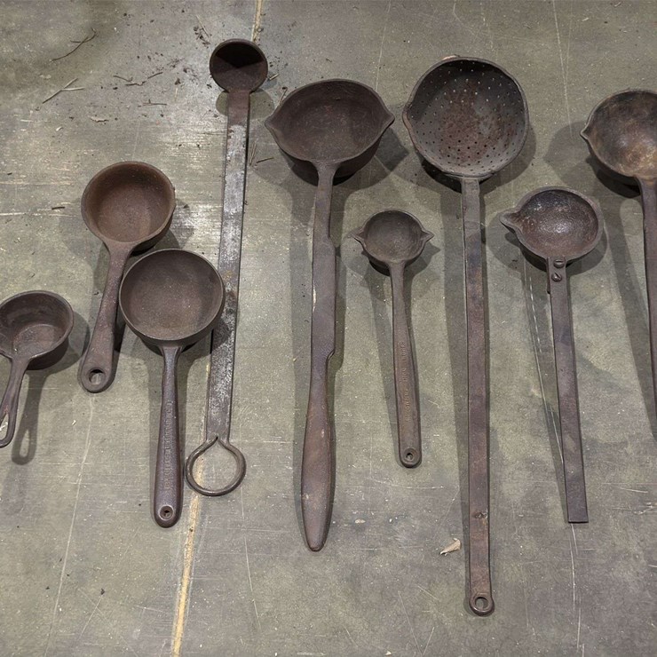 Collection of Cast Iron Smelting or lead melting Ladles