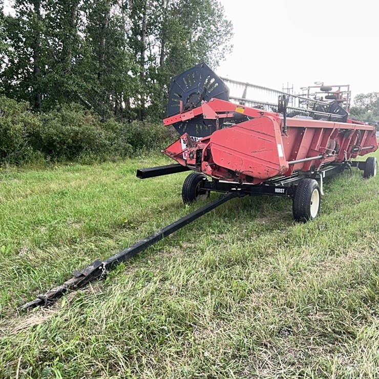 Horst 4 wheel header trailer, good trailer, steerable front wheels