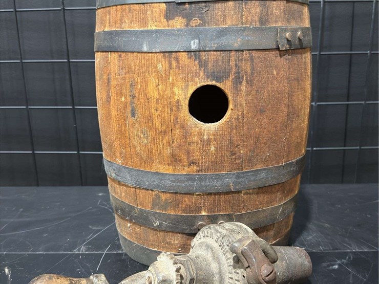 iron-banded-wood-whiskey/molasses-barrel-dispenser-w-spigot-crank-tap-image-1