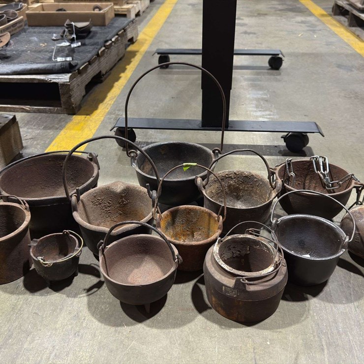 Large group of Cast Iron Pots and Cauldrons