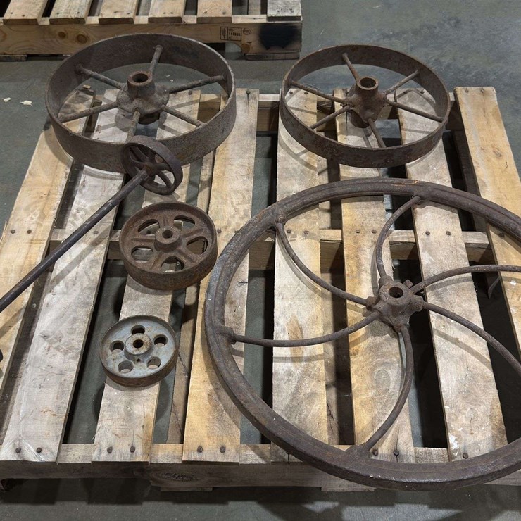 Salvaged Cast Iron Wheels of Varying Sizes