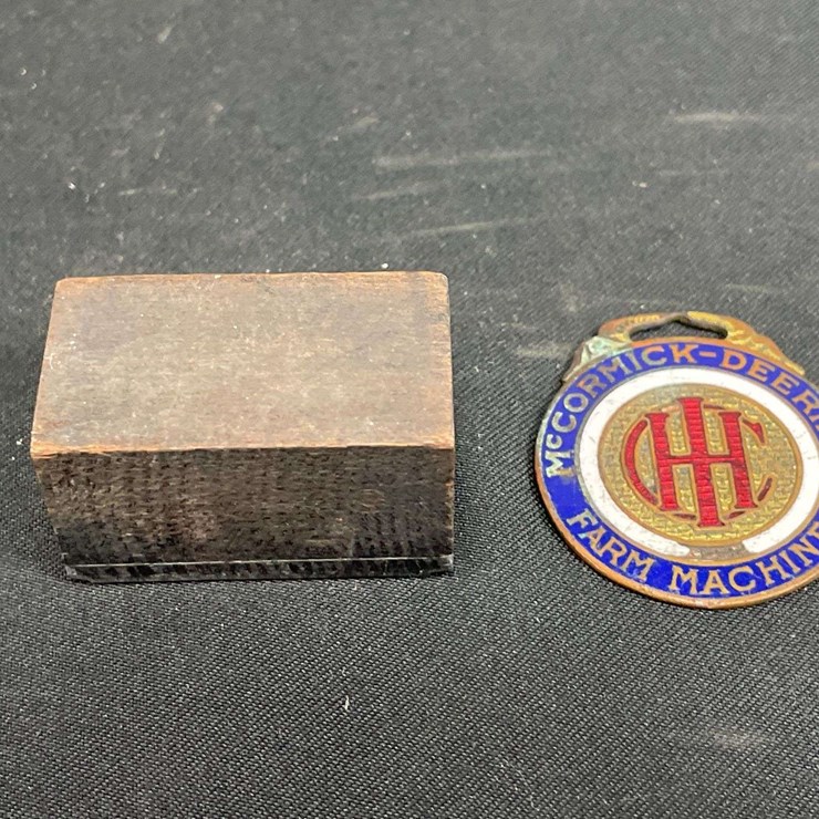 (2) IHC McCormick-Deering Watch Fob + Printers Block