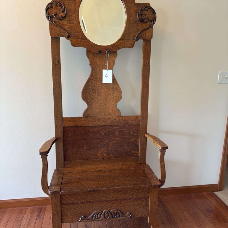 Antique Oak Hall Tree