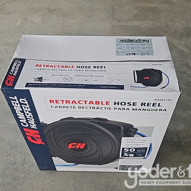 Unused 3/8" x 50' Campbell Hausfeld Auto Air Hose Reel