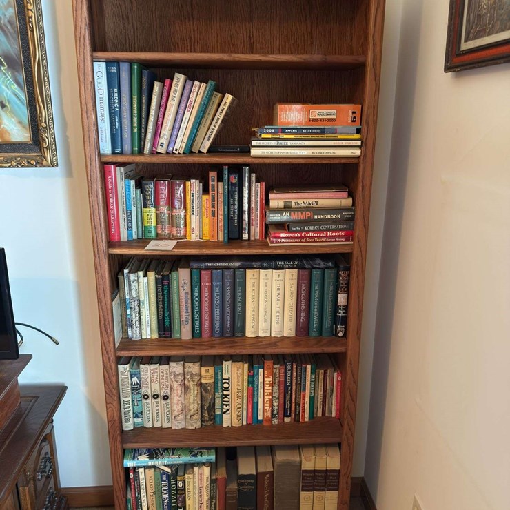 Bookshelf and Contents (Assorted Paperback and Hardbound Books) 72” T x 30” W