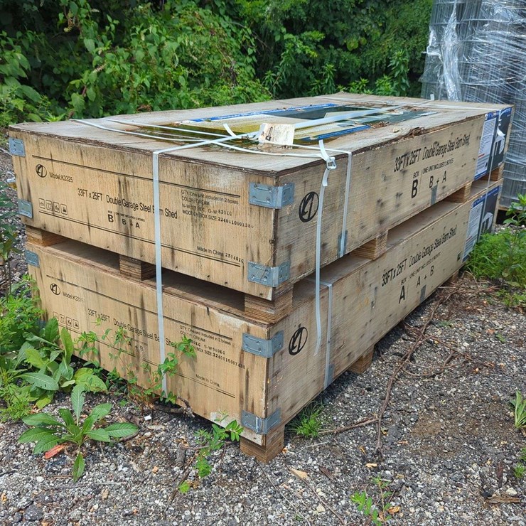 KJ - 33 ft x 25 ft Double Garage Steel Barn Shed - K3325