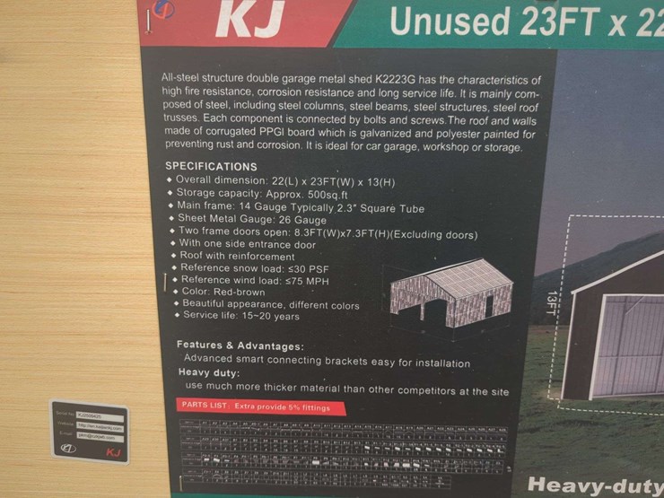 (1)-kj---23-ft-x-22-ft-double-garage-metal-shed---k2223g--red-brown-image-4