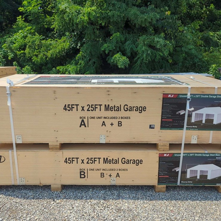 (1) KJ - 45 ft x 25 ft Double Garage Steel Barn Shed - K4525