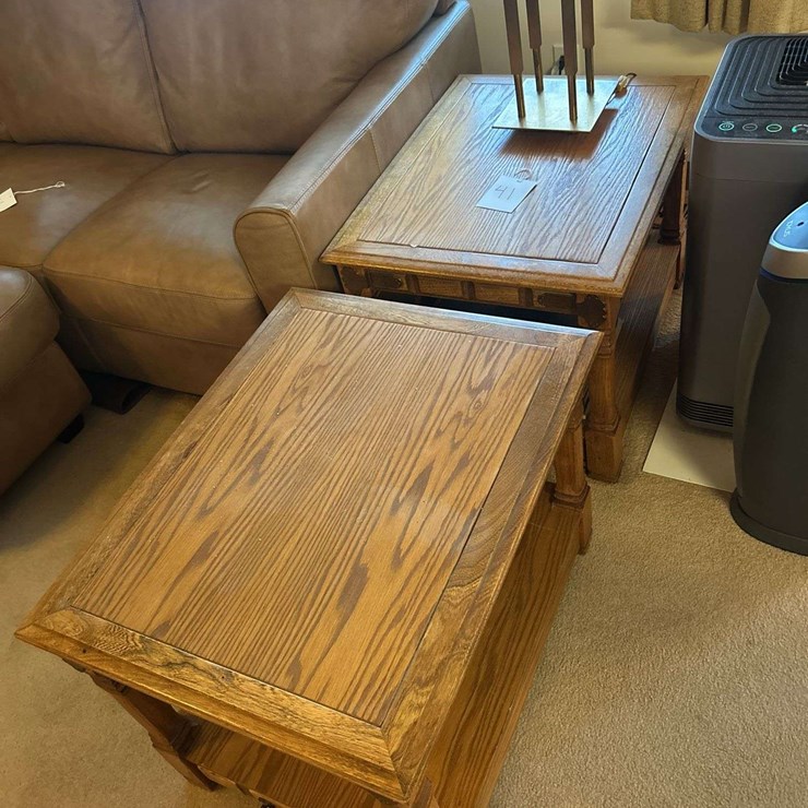 Two End Tables, Lamp & contents
