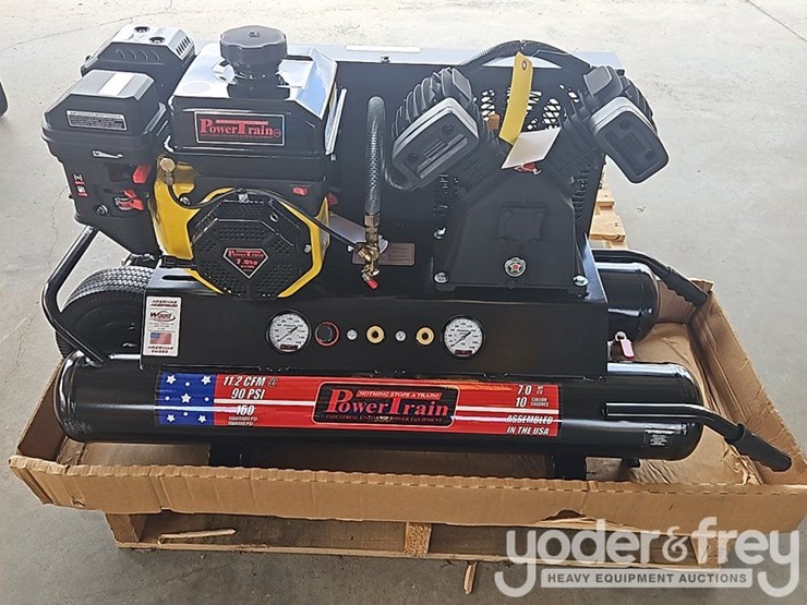 unused-powertrain-10-gal-wheelbarrow,-contractor-air-compressor-c/w-v-twin-cast-iron-pump,-135-psi,-11.2-cfm,-212-cc-powertrain-engine(1-yr-factory-warranty)-image-1