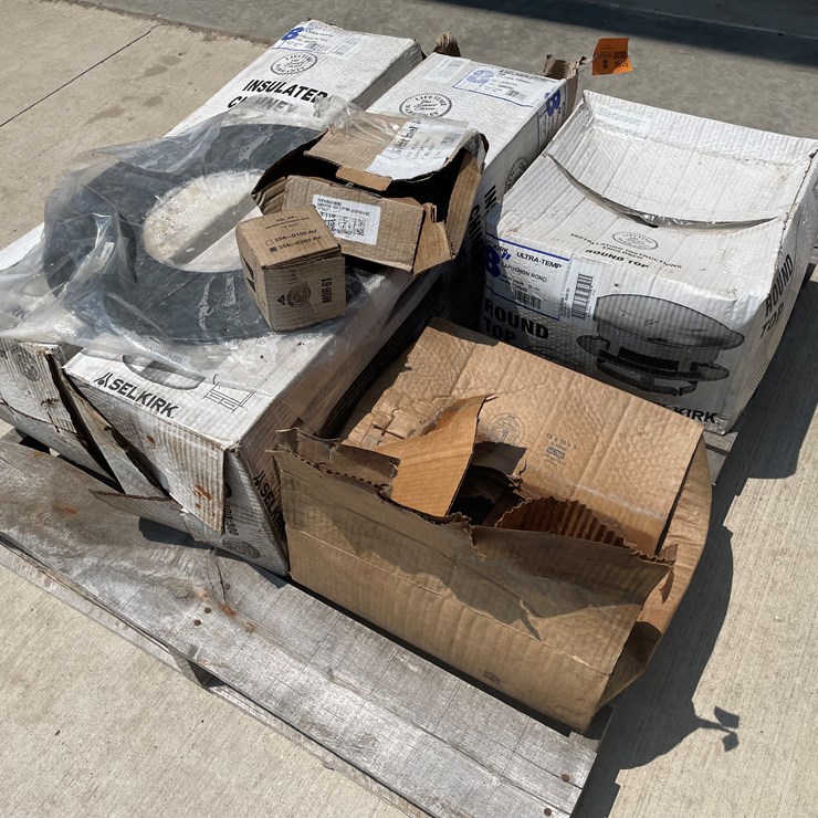 #6355 • (2) 8" Insulated Chimney Pipe, (1) Round Top Roof Support, and More