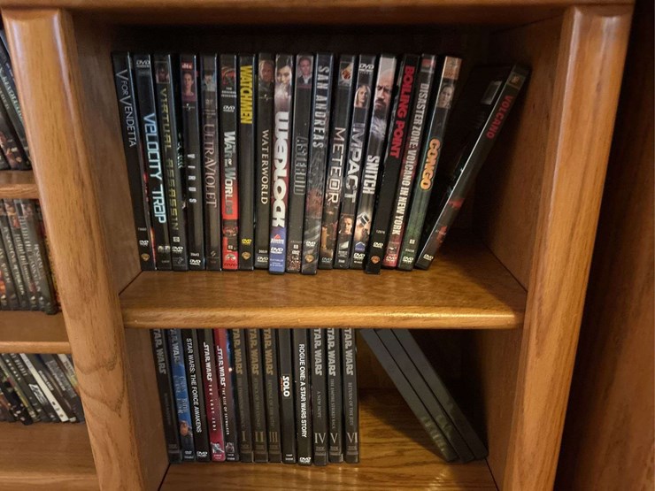tv-stand-with-toshiba-dvd/vcr-player,-panasonic-blu-ray-player,-and-dvds-image-4