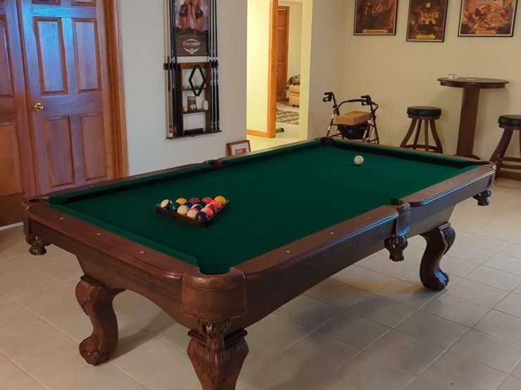 sportcraft-pool-table-lot-with-sticks-and-pool-hanger---84”-bumper-to-bumper-image-1