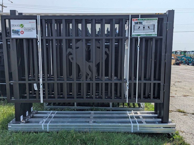 (1)-set---kj-heavy-duty-7-ft-(h)-x-20-ft-(l)-metal-farm-driveway-gate---horses-image-4