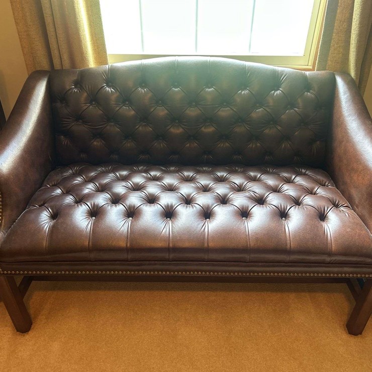 Tufted Leather Bench 53” W