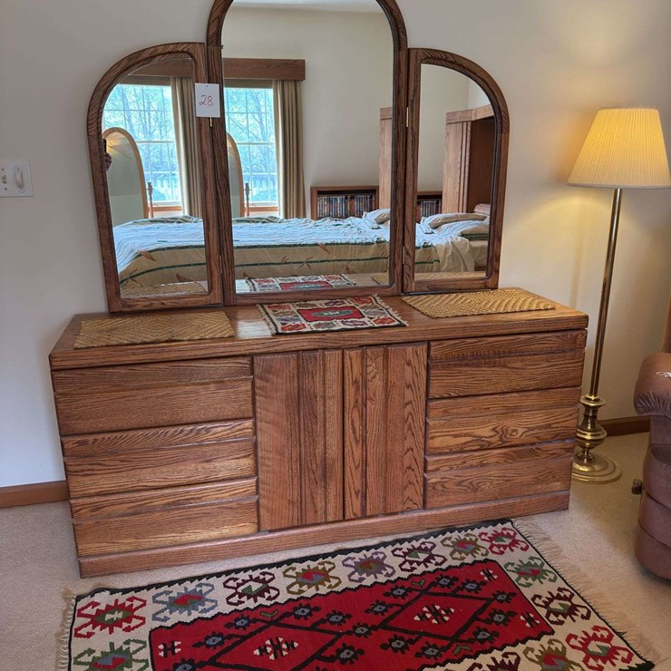 Dresser with Mirror Cedar Drawers - 66” W x 18” D x 29” T
