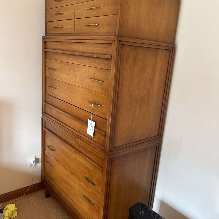 MCM Chest of Drawers by Sable 73” T x 38” W x 21” D - Glass Top
