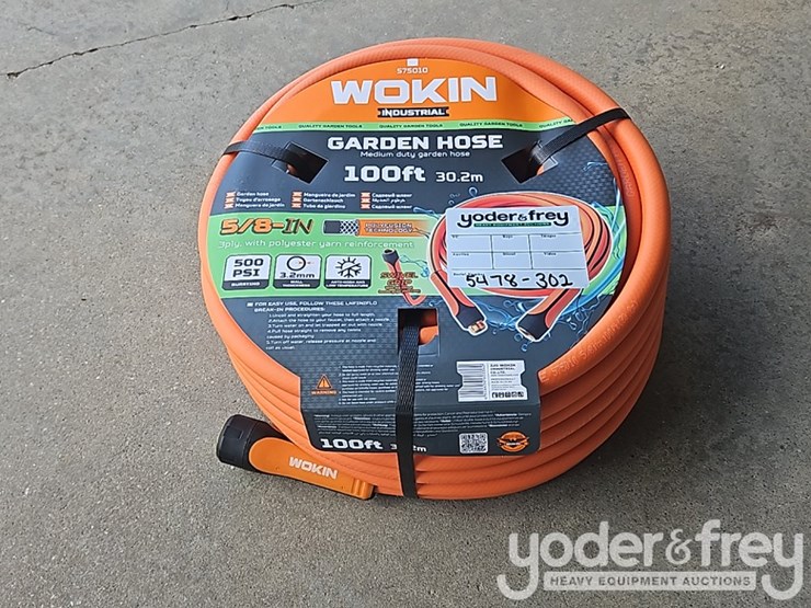 unused-5/8"-100'-wokin-commercial-rubber-garden-hose-image-1