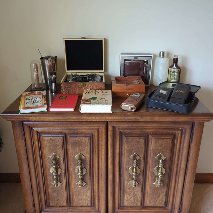 Bar Cabinet - 31" x 18" x 38" with Cigars and Bourbon Accessories