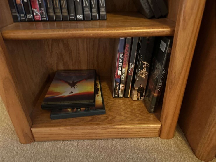 tv-stand-with-toshiba-dvd/vcr-player,-panasonic-blu-ray-player,-and-dvds-image-5