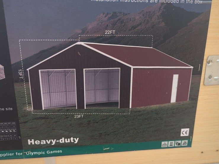 (1)-kj---23-ft-x-22-ft-double-garage-metal-shed---k2223g--red-brown-image-3
