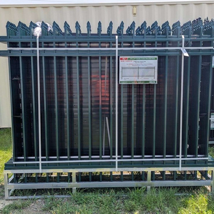 KJ Heavy Duty - 3 Rail Style - 8ft (L) x 6ft (H) Powder Coated Steel Site Fencing - K0608G-22