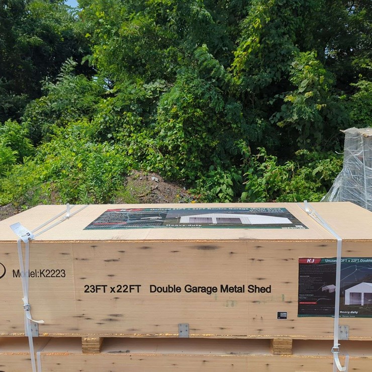 (1) KJ - 23 ft x 22 ft Double Garage Metal Shed - K2223