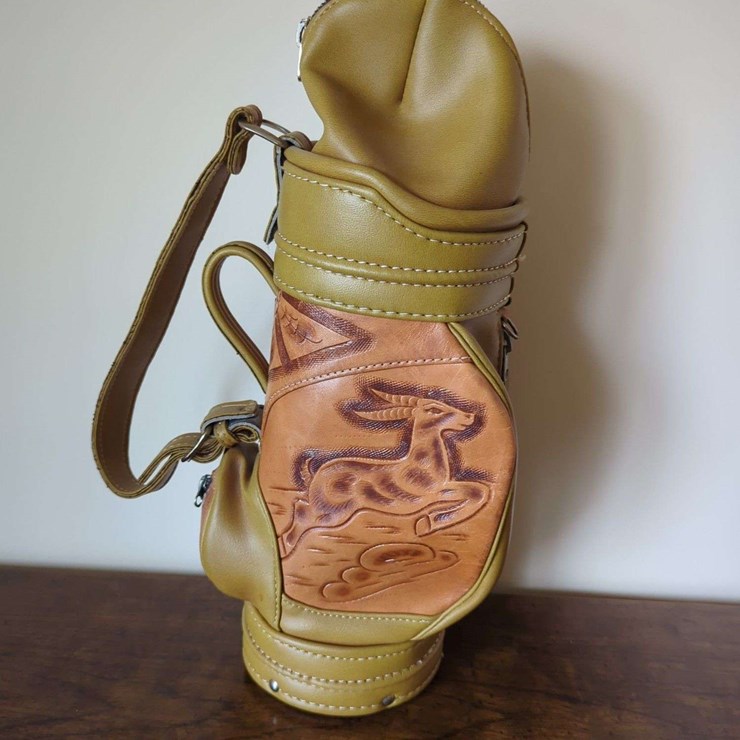 Leather Golf Bag Holds A Bottle of Wine or Liquor - 15" Tall