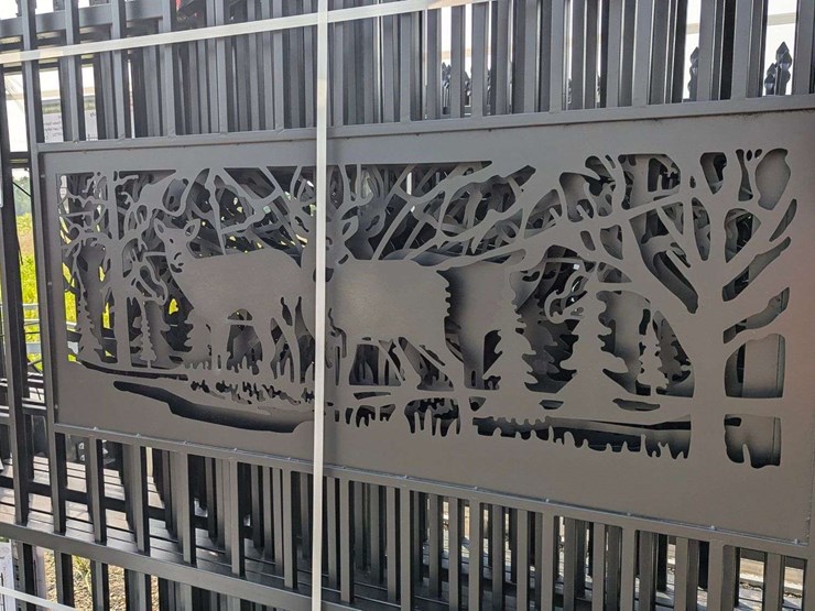 (1)-set---kj-heavy-duty-7-ft-(h)-x-20-ft-(l)-metal-farm-driveway-gate---deer-in-woods-image-3