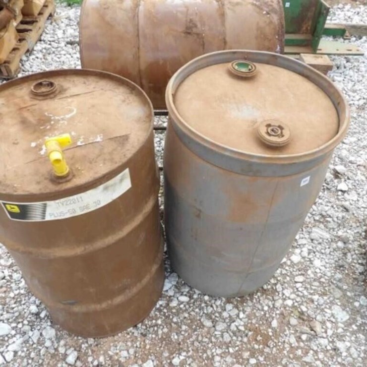 3 - Used Oil Barrels, 1 Barrel Stand
