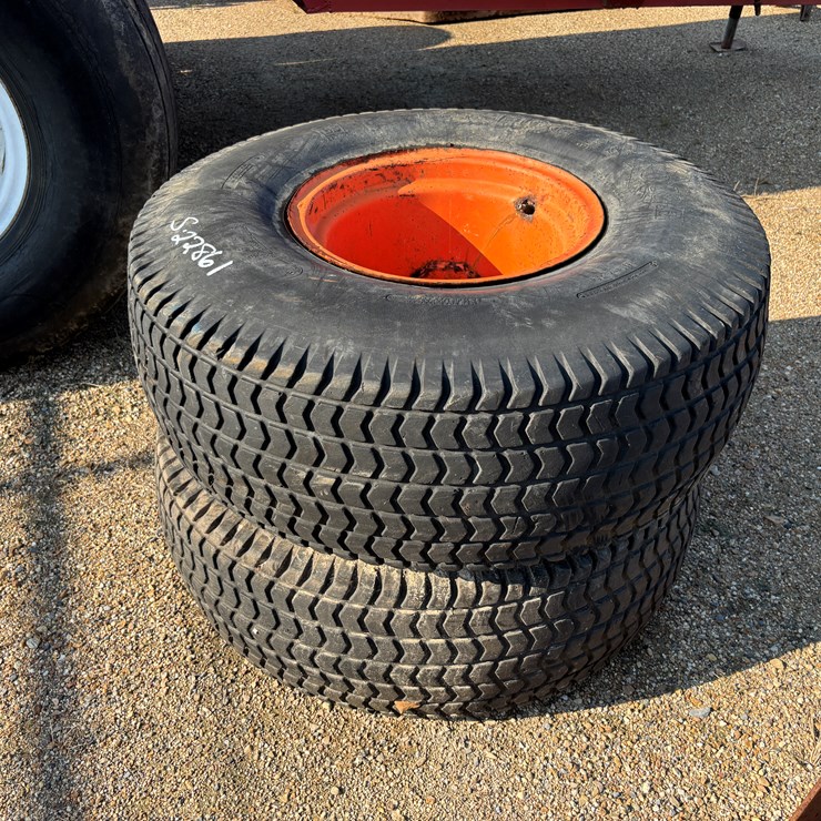 #22861 • LOT WITH 2 REAR TURF TIRES AND RIMS FITS KUBOTA