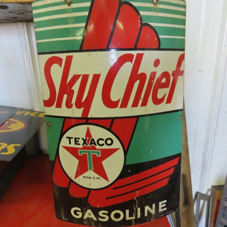 Porcelain Sky Chief Pump Sign