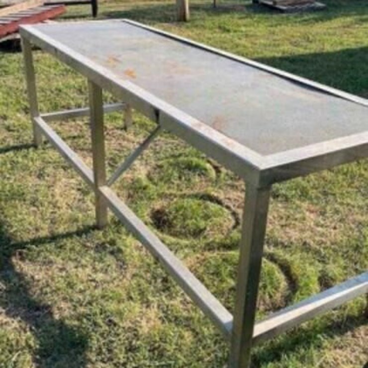 Stainless table, 30” wide, 8ft long, 34” tall