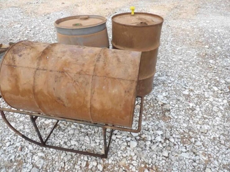 3---used-oil-barrels,-1-barrel-stand-image-2