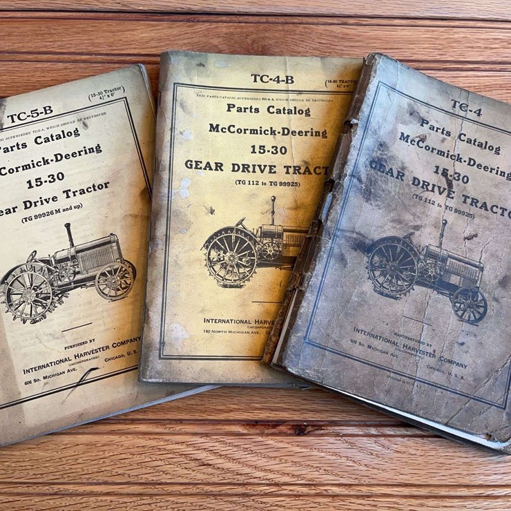 (3) McCormick-Deering 15-30 Tractor Parts Catalogs