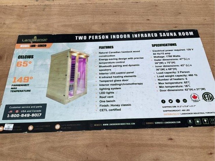 #4073-•-unused-2024-landhonor-two-person-indoor-infrared-sauna-room-image-2