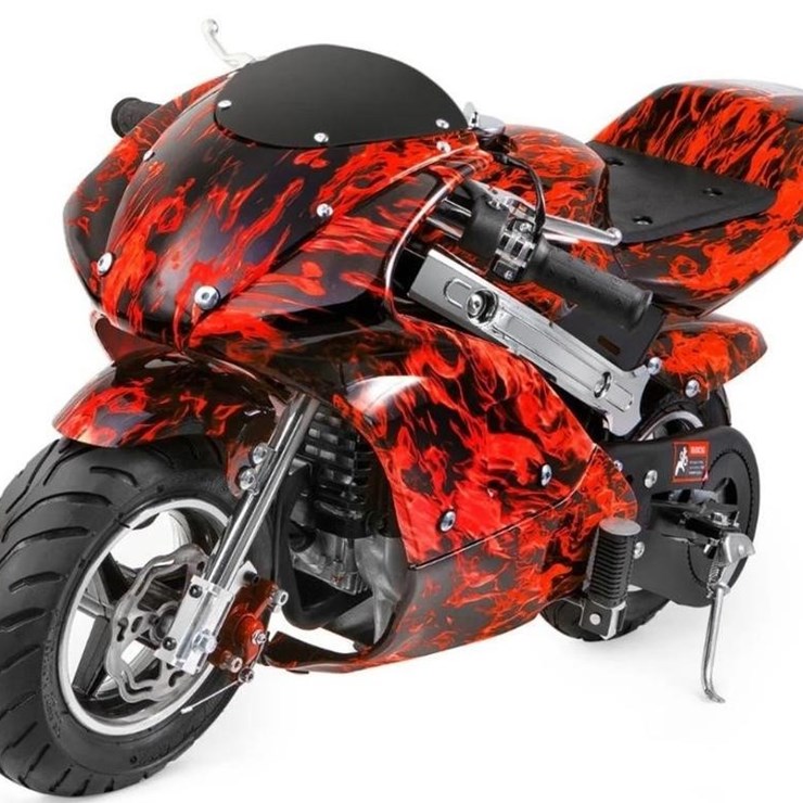 40cc Gas Pocket Bike Red Flame Version