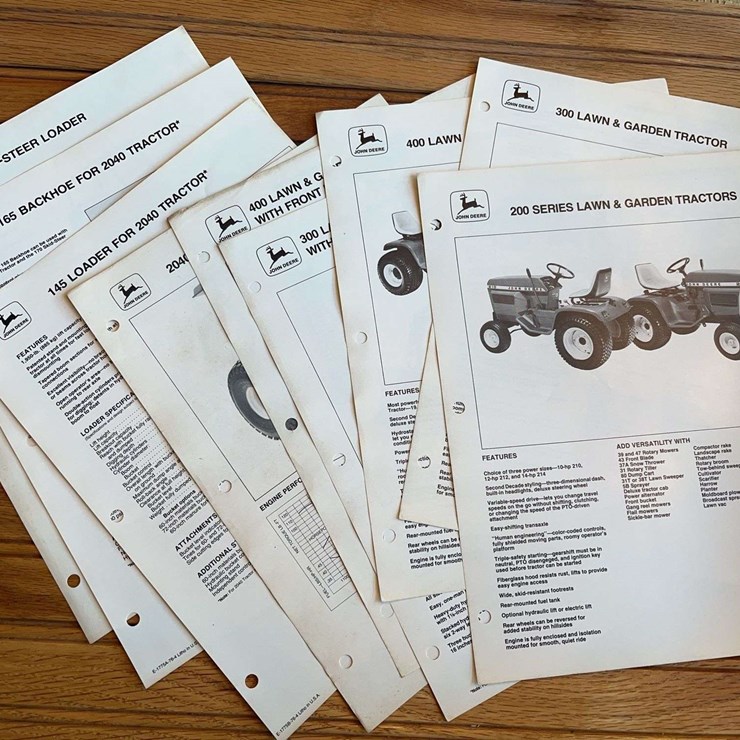 (9) John Deere Spec Sheets