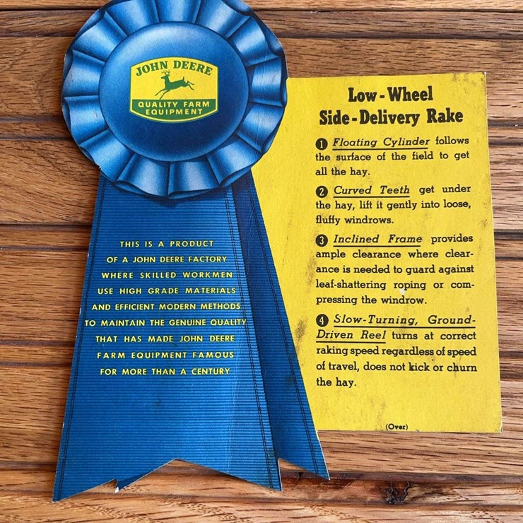 John Deere Side Delivery Rake Blue Ribbon