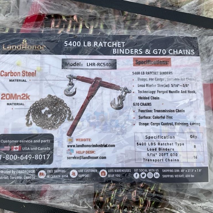 #4082 • Unused 2024 Landhonor Paladin Ratchet Binders & Chains
