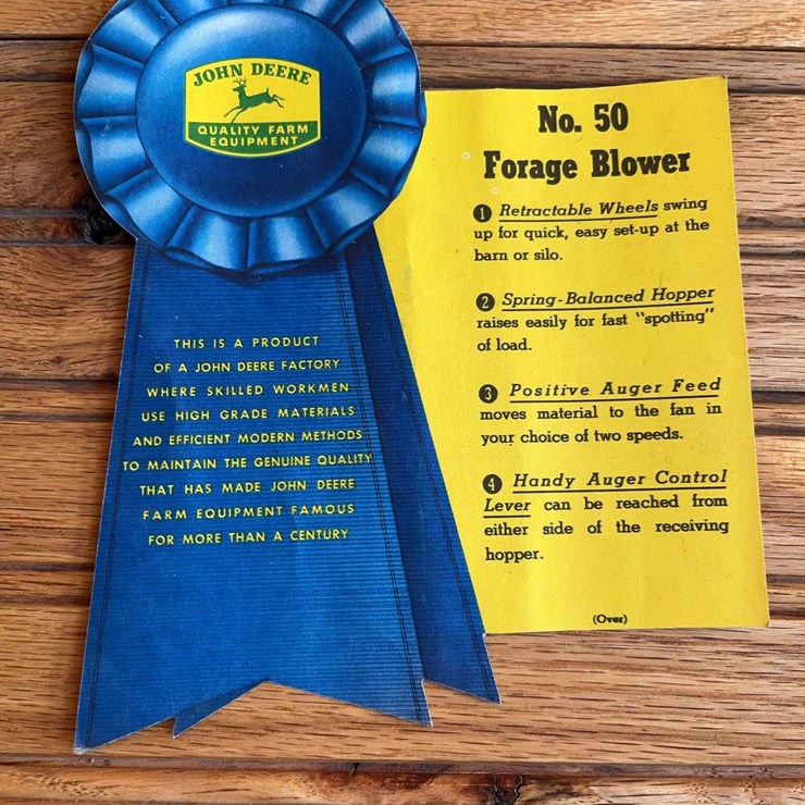 John Deere No. 50 Forge Blower Blue Ribbon