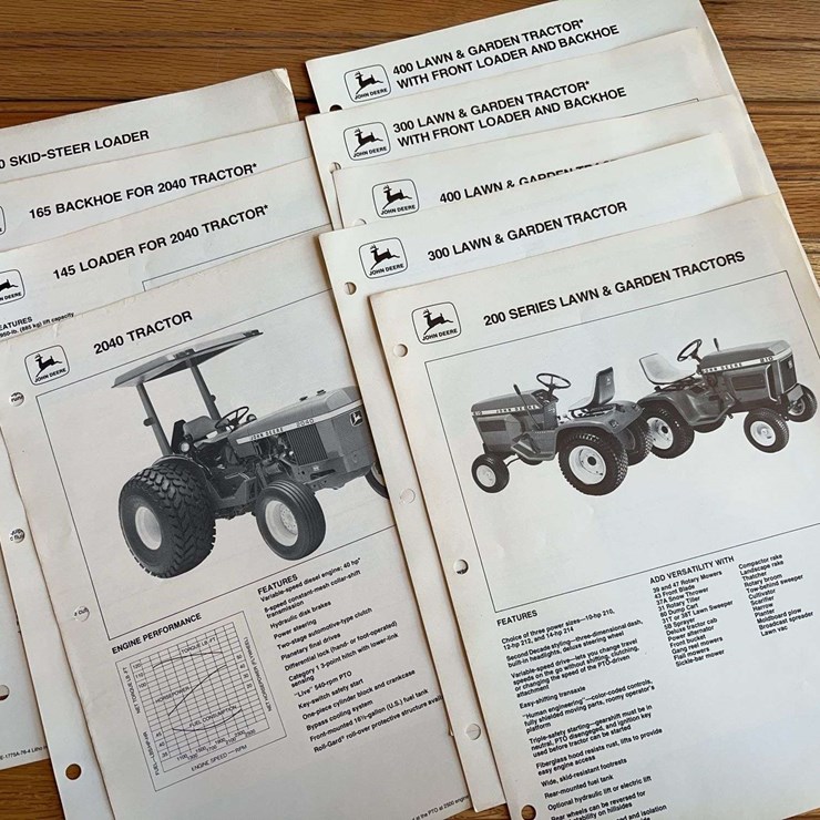 (9) John Deere Spec Sheets