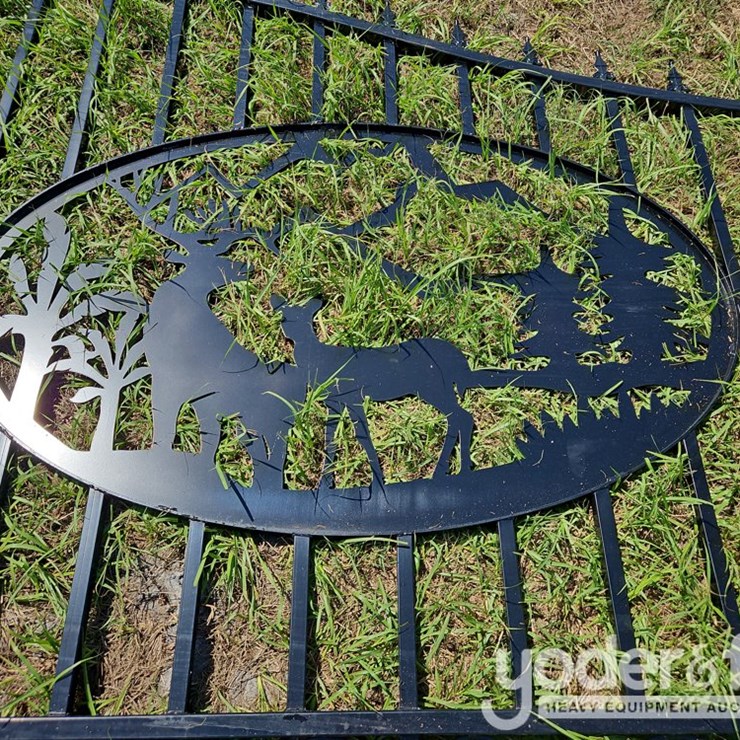Unused 20' Steel Gates w/ Deer Design