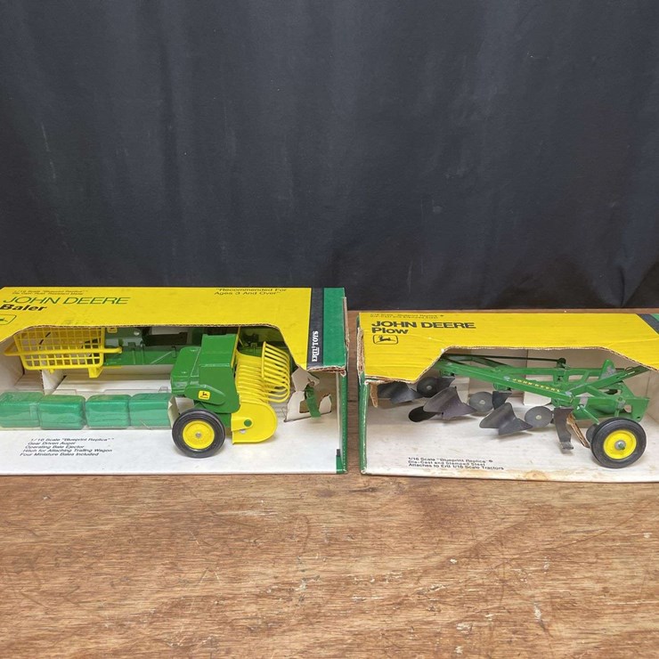 (2) 1/16 John Deere Plow + Baler NIB Ertl