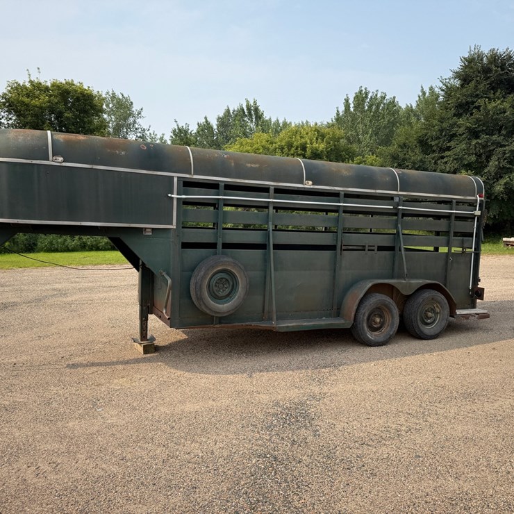 1976 Stock Trailer 6’ x 16’ Pen Space + Front Storage, Fifth Wheel, Tandem Axle, **No Title**