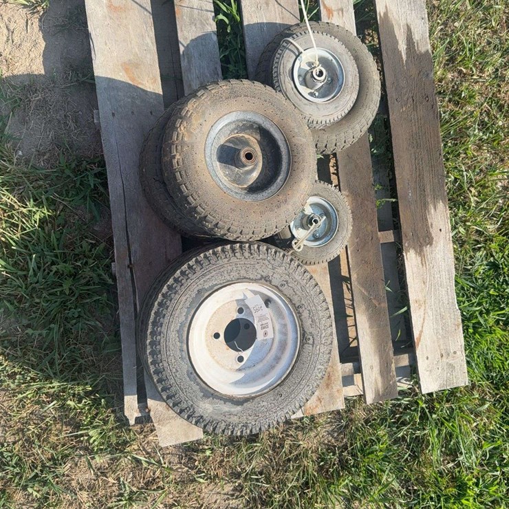 Assortment of small tires and rims 4- 4.00x6, 2- 2.00x4, 2- 4.80/4.00-8