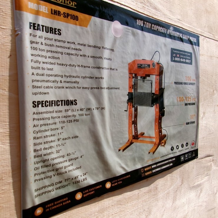 WOLVERINE 100 TON HYD SHOP PRESS