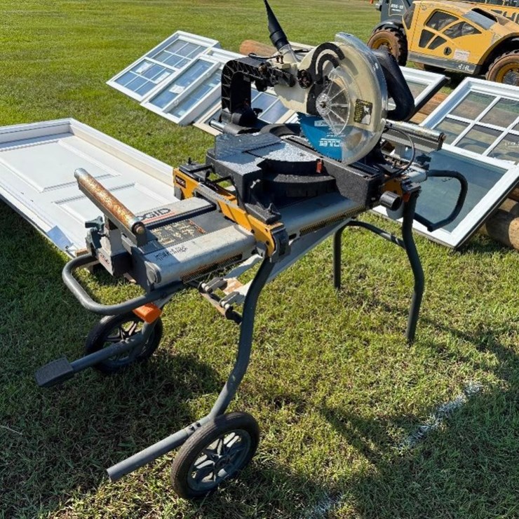 MITER SAW ON RIDGID STAND