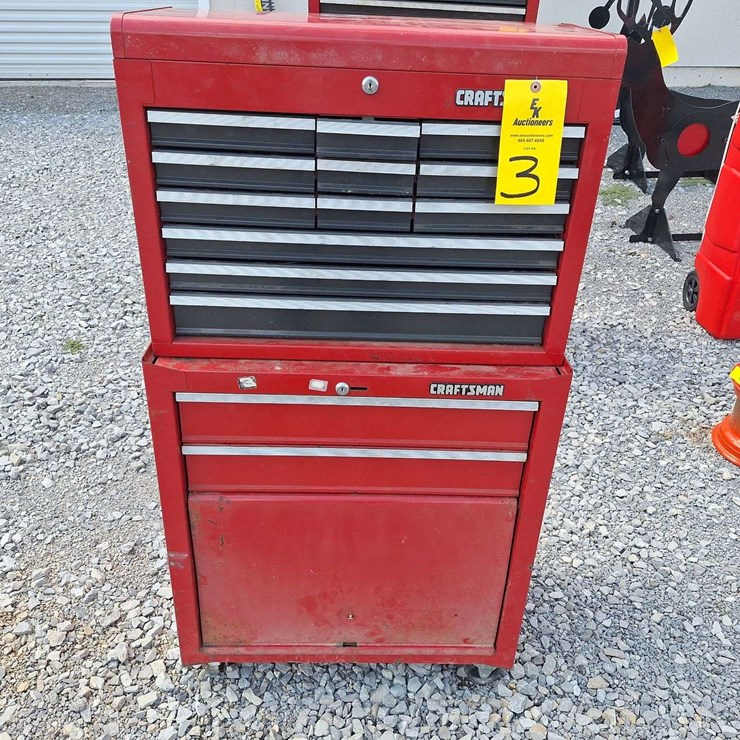 CRAFTSMAN DOUBLESTACK TOOLBOX WITH MISC TOOLS