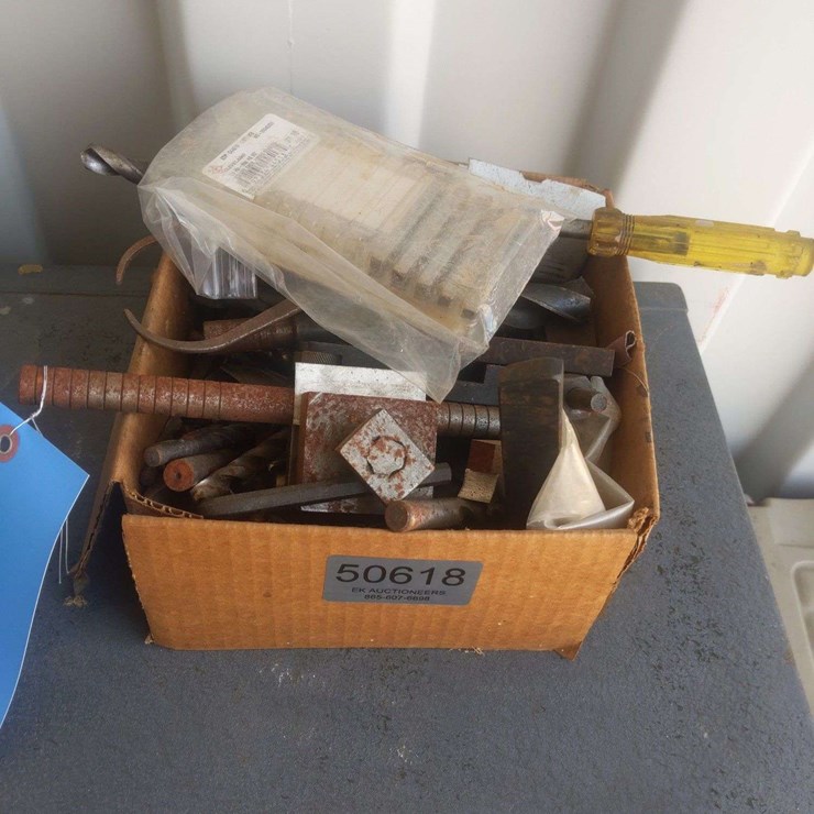 BOX OF MISC TOOLS DRIL BITS